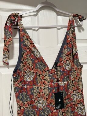 PAIGE Women's Red Floral Tie-Shoulder V-Neck Tank